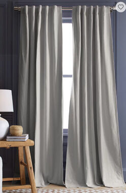 Quince Cloud Gray Cotton Slub Room Darkening Curtain Single Panel 48x96 NWOT